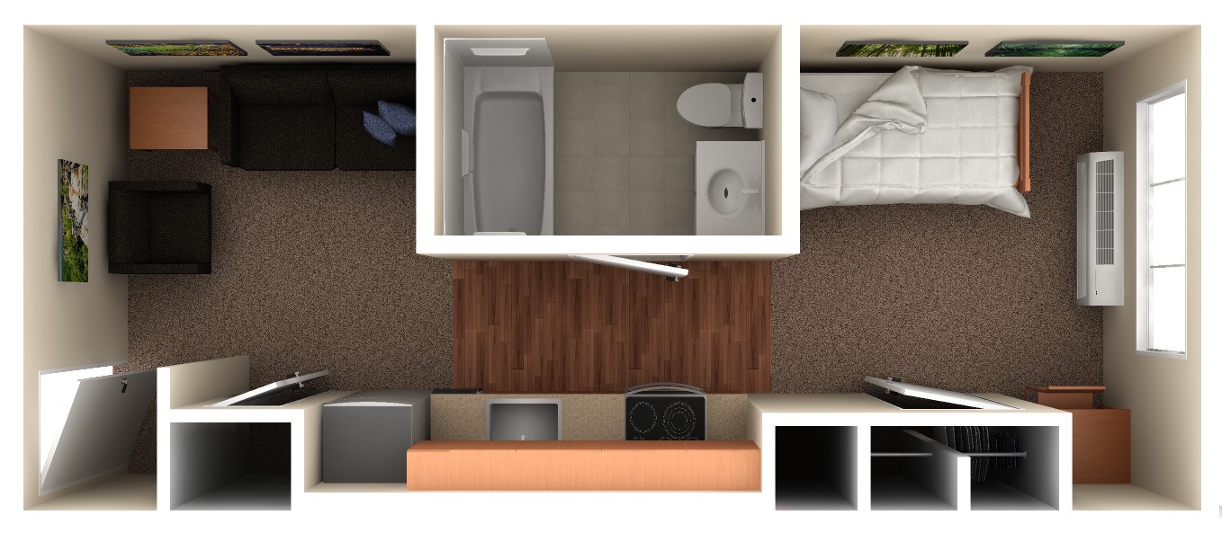 1 bed 1 bath floorplan drawing